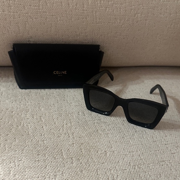 Celine Black Textured sunnies with Gold Accents - Picture 1 of 11